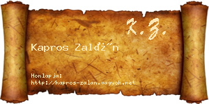 Kapros Zalán névjegykártya