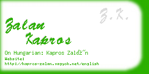 zalan kapros business card